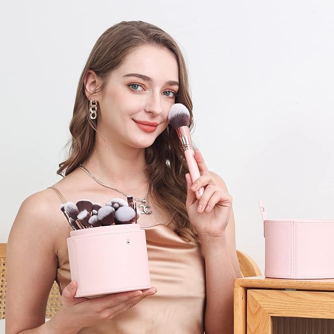 Bueart Design Labeled 30Pcs Professional Deluxe Makeup Brushes set with Extra large holder case for Foundation Face Blending Blush Concealers Eyeshadow-FemmiqueWomen