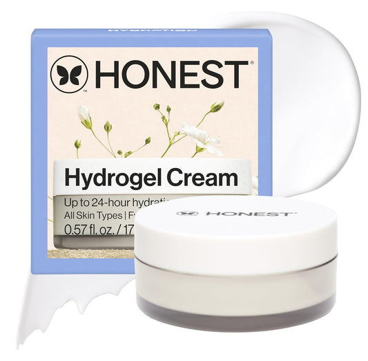 Honest Beauty Mini Hydrogel Cream with Hyaluronic Acid | Lightweight, Moisturizing Water Cream | Gentle for Sensitive Skin, Fragrance Free, Vegan | Travel Size, .57 fl oz-FemmiqueWomen