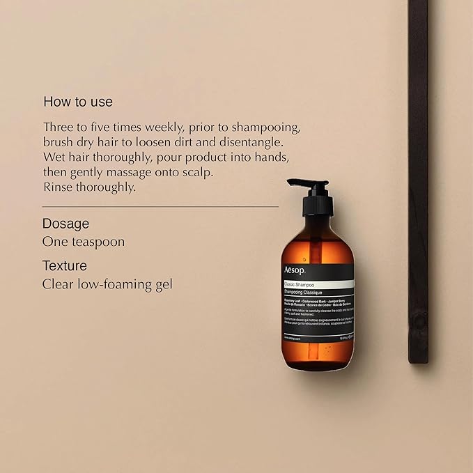 Aesop Classic Shampoo | Gentle Formulation | Leaves Hair Shiny, Soft, Freshened | Rosemary Leaf, Cedarwood Bark, Juniper Berry | 16.9 oz / 500mL-FemmiqueWomen