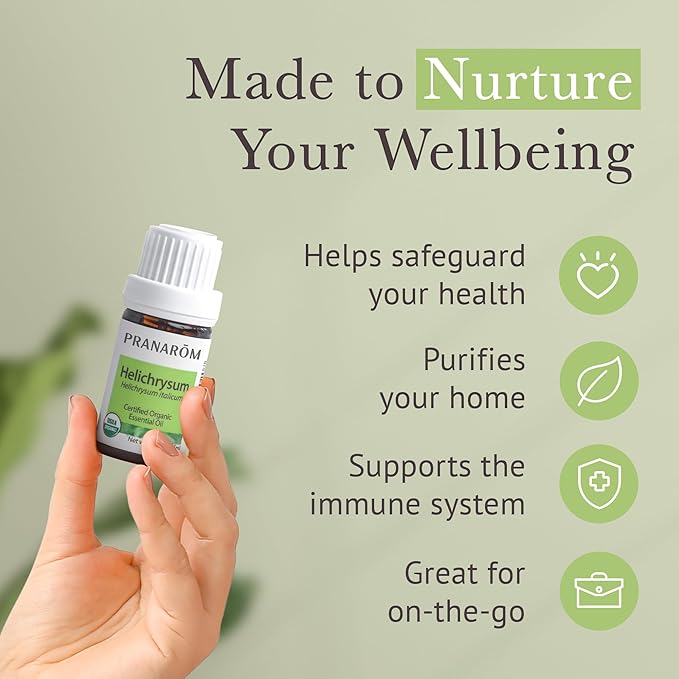 Pranarom USDA Certified Organic Helichrysum Essential Oil (5ml), 100% Pure Natural Therapeutic Grade for Skincare, Lotions, Aromatherapy, Diffusion, and Wellness-FemmiqueWomen