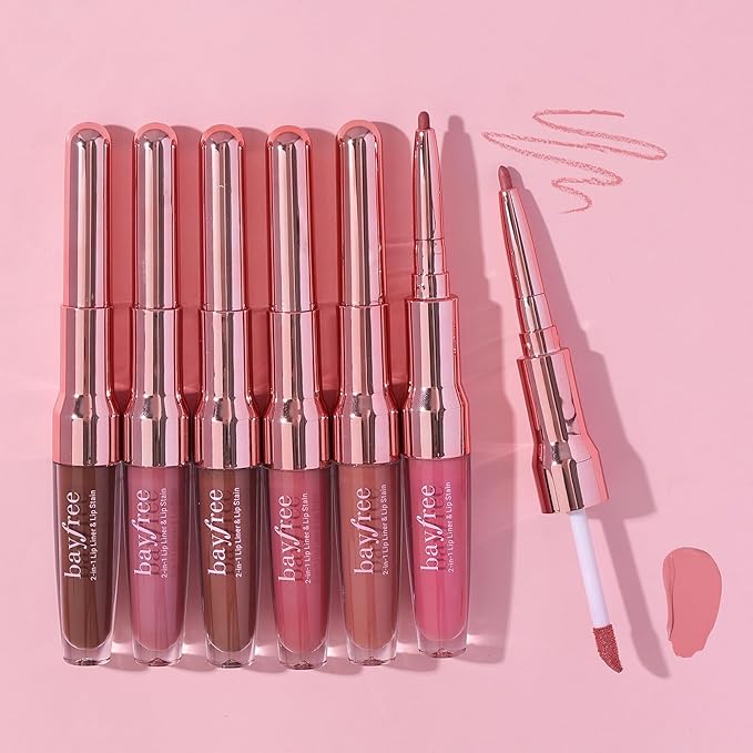 2-IN-1 Lip Liner and Lip Stain, High Pigmented Long Lasting Velvet Lip Tint, Well-Defined Lipliner, Weightless Waterproof Not Animal Tested, Matte Finish Makeup-FemmiqueWomen