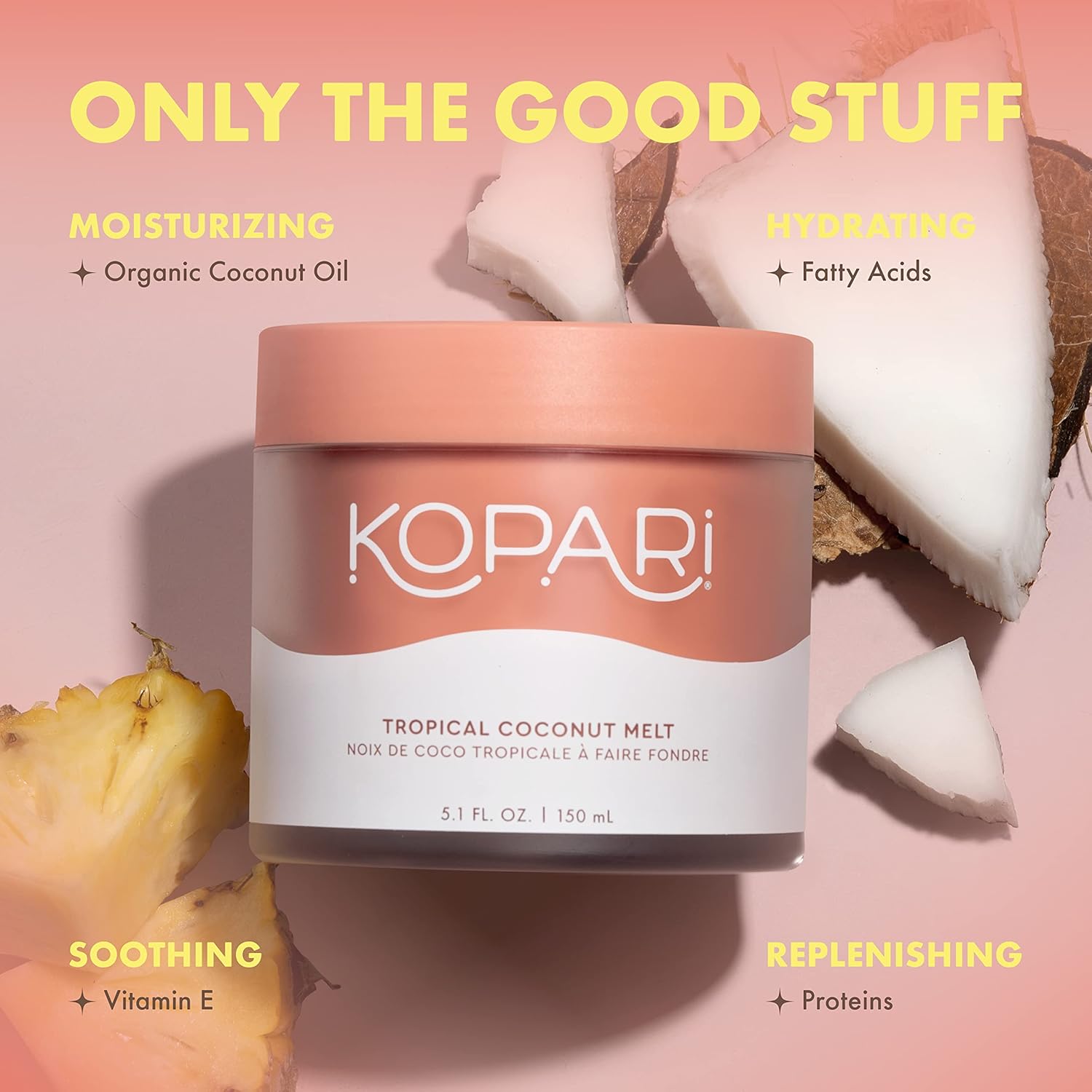 Kopari Organic Tropical Coconut Melt, Multi Purpose Moisturizer, 100% Unrefined Coconut Oil, Body, Hair and Face, Clean & All Natural, 5 oz-FemmiqueWomen