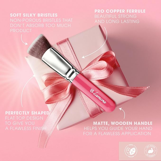 LAMORA Foundation Brush for Liquid Makeup - Kabuki Face Brush for Cream, Powder, Blush, and Concealer - Flat Top Blending, Buffing, Stippling Brush-FemmiqueWomen