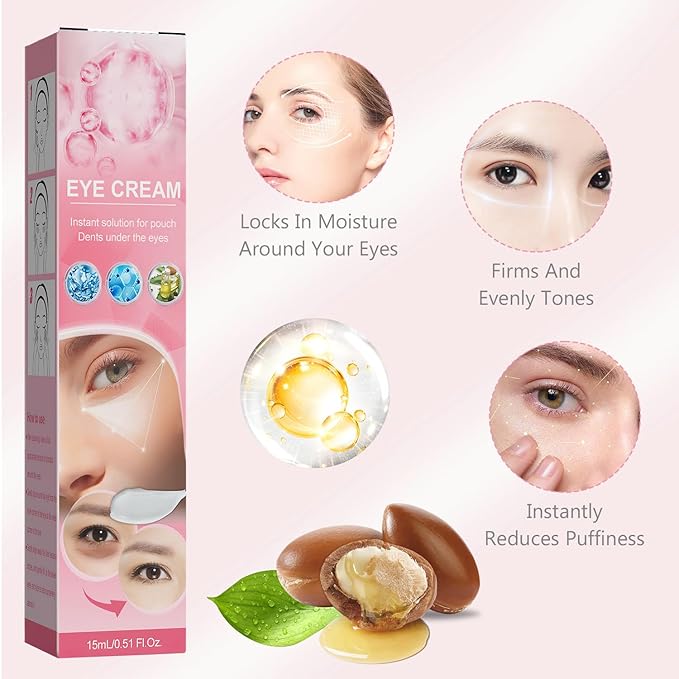 Instant Under Eye Cream, Ream For Eye Bags, Moisturizing Eye Cream, Anti-Wrinkle Eye, Brightening Eyes Tightener Cream, Helps To Instantly Reduce The Puffy Eye Look（2pcs）-FemmiqueWomen
