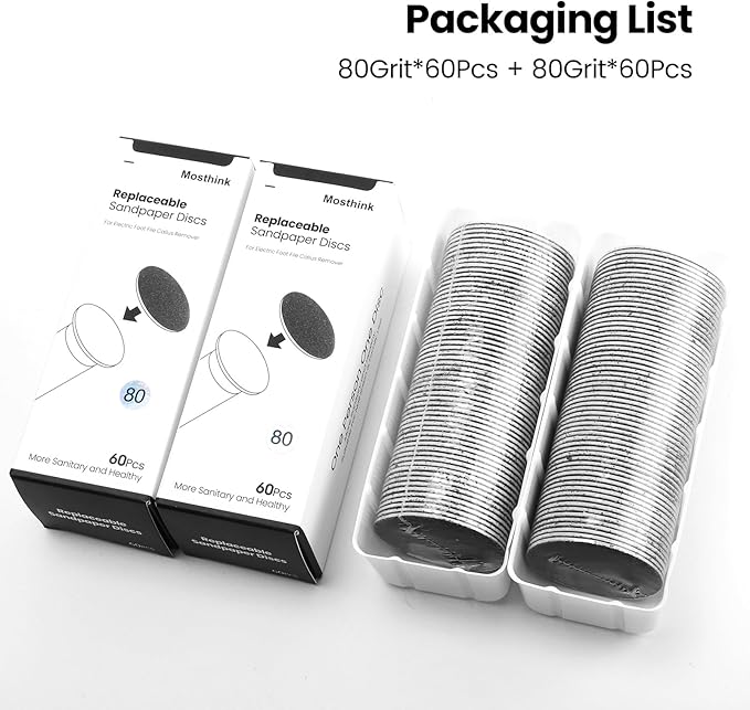 120pcs Replacement Sandpaper Refill Discs for Electric Foot File Callus Remover Tool for Men Women Dead Cracked Hard Skin (80 Grit+80 Grit)-FemmiqueWomen