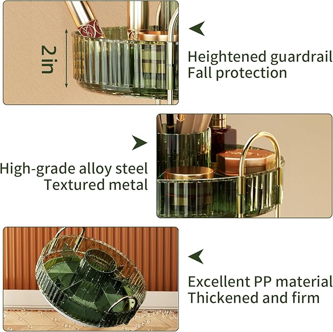 360° Rotating Makeup Organizer, Large-Capacity Skincare Make Up Storage 3 Tier Perfume Organizers Cosmetic Dresser Organizer with Makeup Brush Holder, Fits Bedroom, Bathroom, Vanity Shelf Countertop-FemmiqueWomen