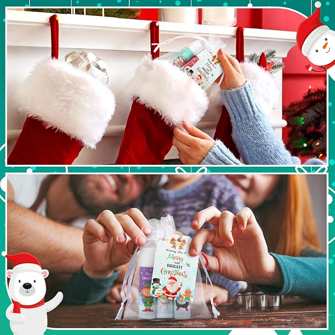 100 Pack Christmas Party Gifts Bulk Lip Balms Favors Bulk Christmas Stocking Stuffers Holiday Party Goodies Gifts Small Thank You Employee Appreciation Gifts for Women Men Coworkers Staff-FemmiqueWomen