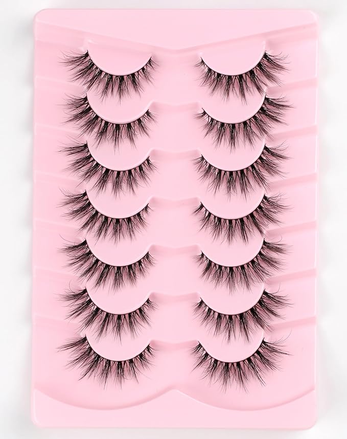 Cat Eye Lashes Natural Lashes Wispy False Eyelashes Fox Eye Lashes Natural Look False Lashes Pack 15MM 7 Pairs-FemmiqueWomen