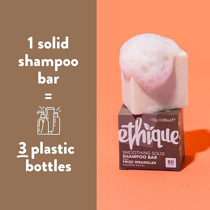 Ethique Frizz Wrangler - Smoothing Solid Shampoo Bar for Dry & Damaged Hair - Vegan, Eco-Friendly, Plastic-Free, Cruelty-Free, 3.88 oz(Pack of 1)-FemmiqueWomen