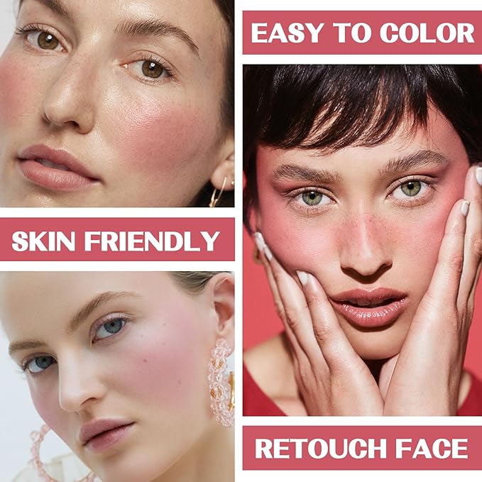 2Pcs Cream Blush Makeup Stick,Monochromatic Multi-Stick Face Blush for Cheek,Lip and Eye,Matte and Dewy Finish for Long Wearing,Easy Application.HEAT WAVES-FemmiqueWomen