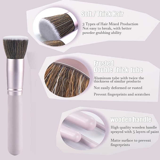 Gift Ready 10 Piece Purple Makeup Brushes Set and 2 Piece Makeup Sponge – Wooden Handle with Soft Synthetic Bristles, Concealer, Powder – (Ideal for Christmas, Birthday, Women)-FemmiqueWomen