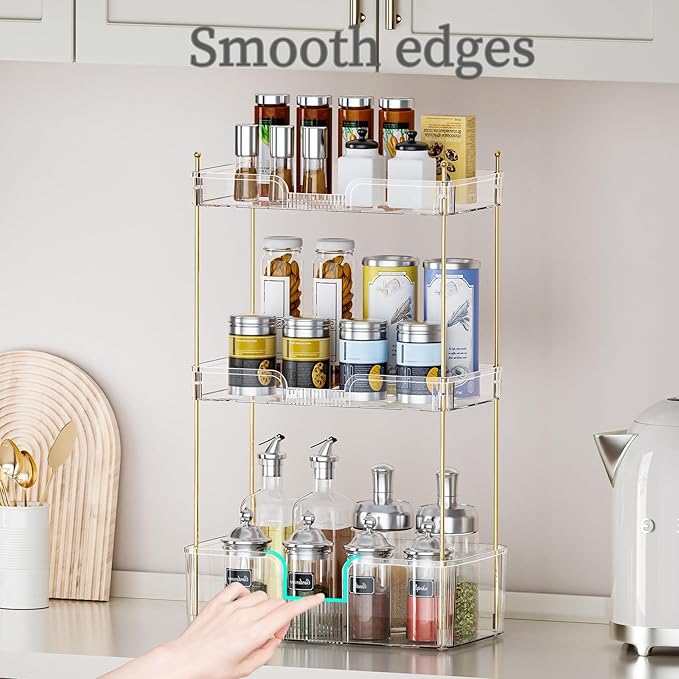 3 Tier Bathroom Countertop Organizer, Makeup Skin Care Organizer, Perfume Tray Vanity Countertop Organizer for Bathroom Countertops-FemmiqueWomen