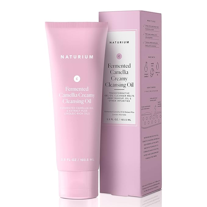 Naturium Camellia Creamy Cleansing Oil, Fermented Camellia Oil & Extract Plus Linoleic-Rich Oils, 3.5 oz-FemmiqueWomen