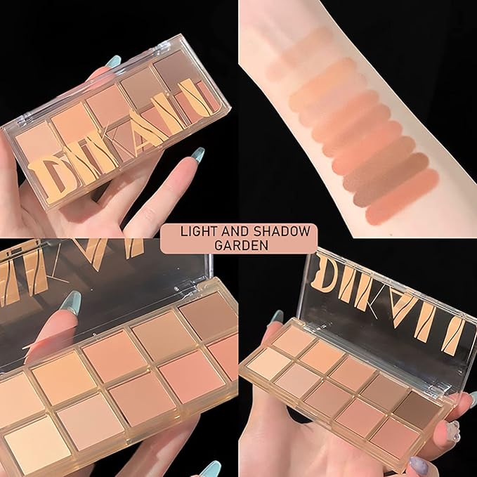 10 Colors Eyeshadow Palette Matte Naked Eye Shadow Makeup,High Pigmented, Naturing-Looking, Ultra-Blendable,Long Lasting High Pigment Nude Eyeshadow with 3 Eyeshadow Brush(Milk Tea)-FemmiqueWomen