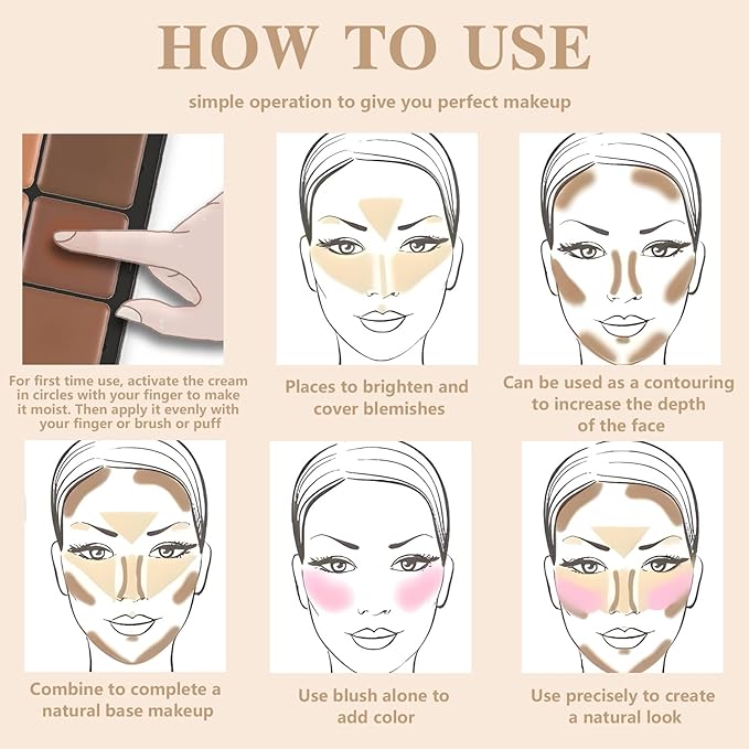 12 Colors Color Correcting Concealer Foundation Palette, Cream Blush and Concealer Palette, Long Wearing Smudge Proof Blendable Matte Finish Blush Powder Highlighter Cream Contour Palette Makeup (02)-FemmiqueWomen