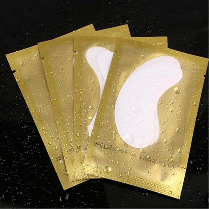 100 Pairs Set，Eye Gel Patches,Under Eye Pads Lint Free Lash Extension Eye Gel Patches for Eyelash Extension Eye (gold)-FemmiqueWomen