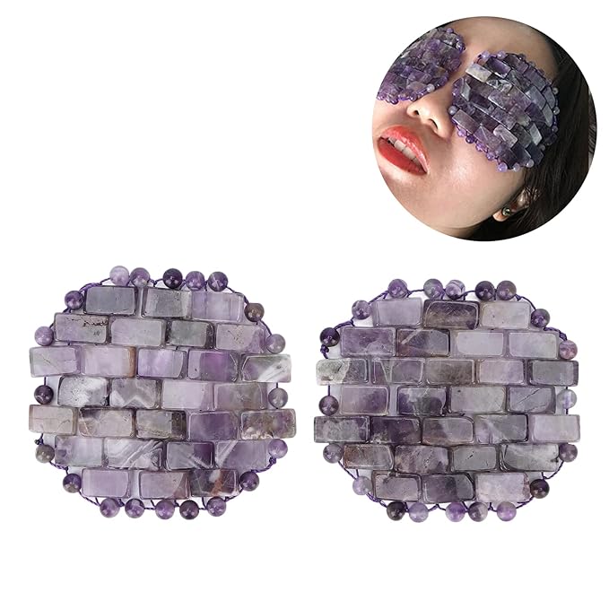 Jade Eye Mask, Amethyst Eye Pack Wrinkle Puff Elimination Dark Circles Fading Quartz Stone Eye Patch Jadestone Eye Massager Relieve Eye Fatigue-FemmiqueWomen