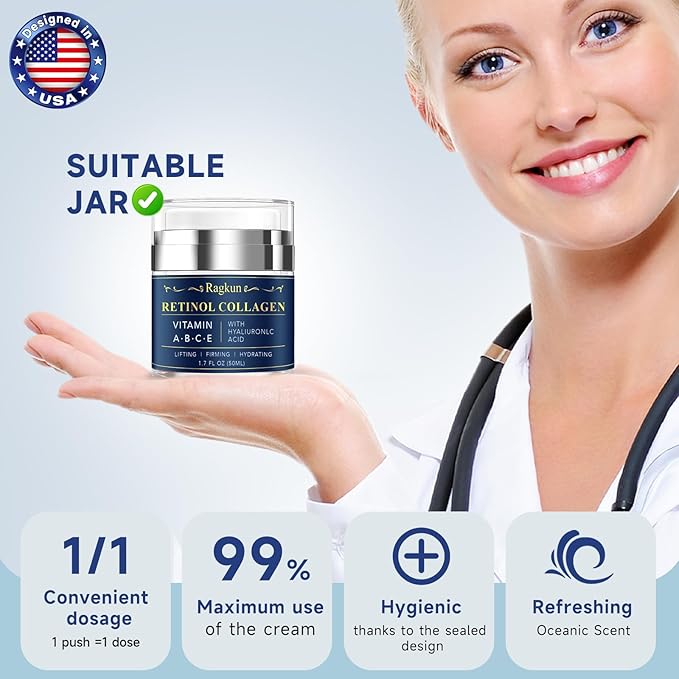 Retinol Cream for Face, Collagen Neck Creams for Tightening and Firming, Anti Aging Day & Night Facial Moisturizer for Women & Men, Instant Face Lift Wrinkle Cream 2-Pack-FemmiqueWomen