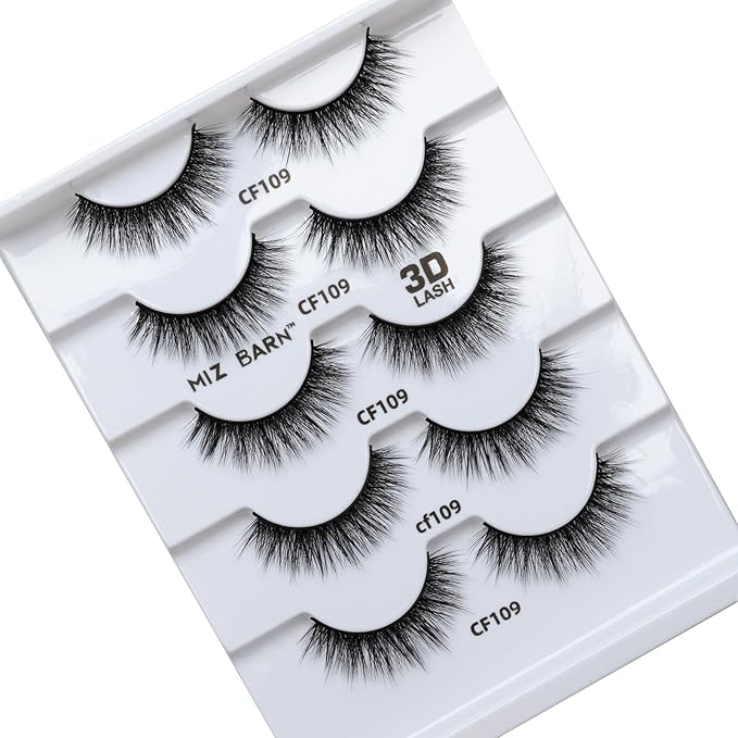 Miz Barn Lashes 5 Pairs Cat Eyes Wispy Lightweight Natural 3D Cashmere Soft Long Extension Eyelashes Pack Handmade Luxurious Volume Fluffy False Eyelashes (CF109)-FemmiqueWomen