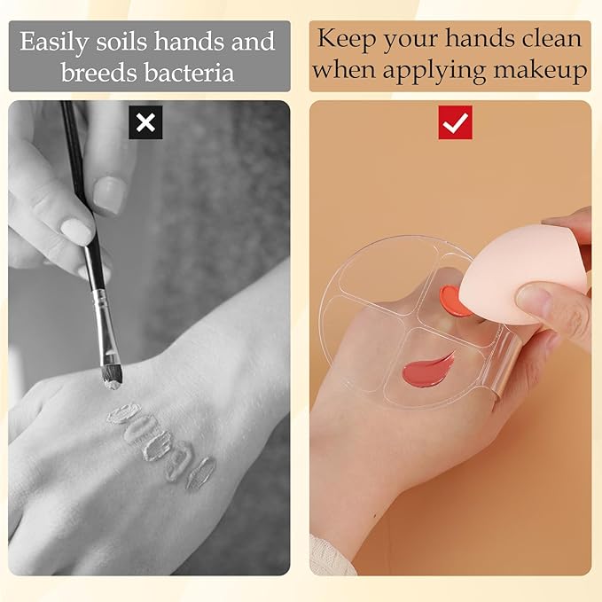 2 Pcs Makeup Hand Palette Foundation Palette Foundation Mixing Palette Hand-Held Nail Art Manicure Palette Clear Makeup Palette for Mixing Foundation Eye Shadow Nail Art-FemmiqueWomen