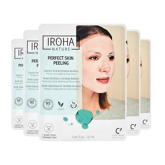 IROHA NATURE Glycolic Acid Peeling Face Mask (Pack of 5) | Skin Perfecting for a Radiant & Smooth Look | Instant Regeneration in Just 15 Minutes | Clean Beauty | 100% Vegan-FemmiqueWomen