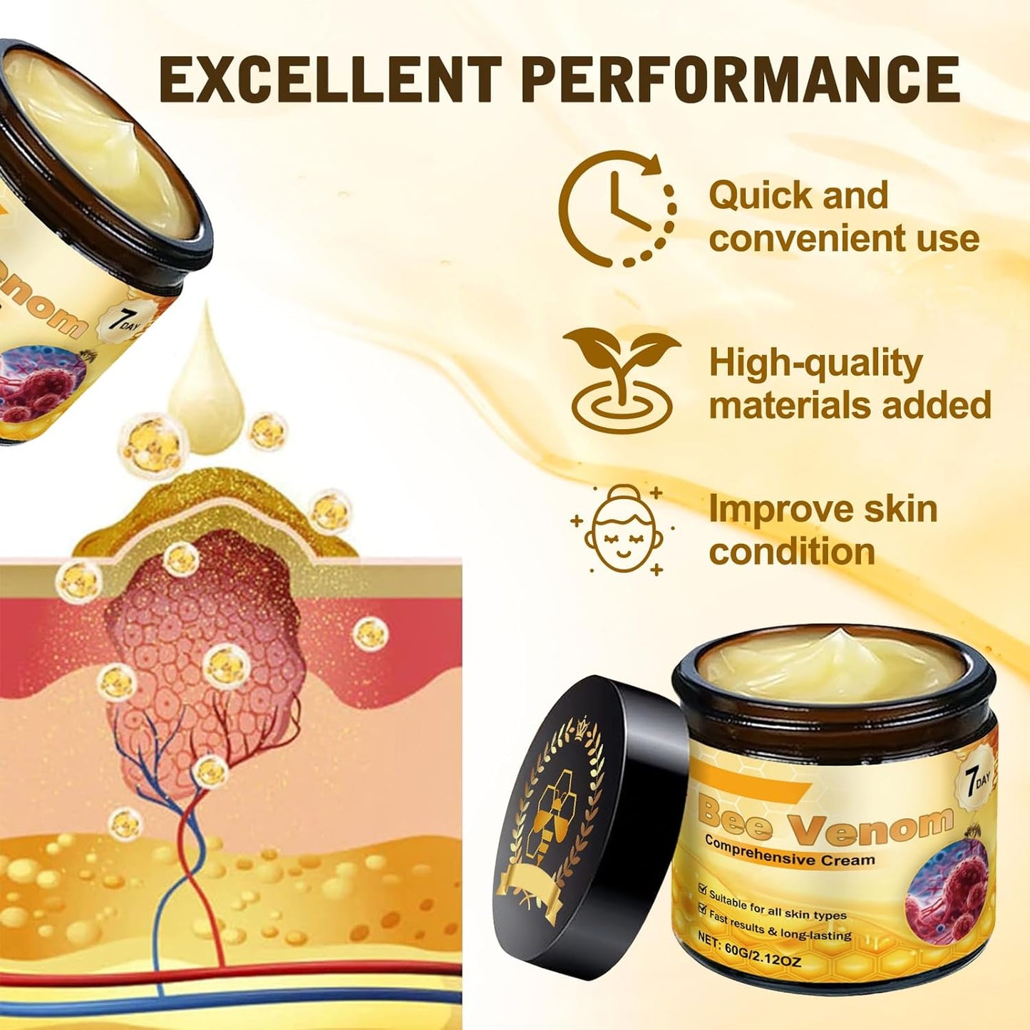 Bee Venom Comprehensive Cream, Firming & Wrinkle-Reducing Deeply Nourishes The Skin, Professional Bee Venom Skin Cream, Natural Serum for All Skin Types (2pcs)-FemmiqueWomen