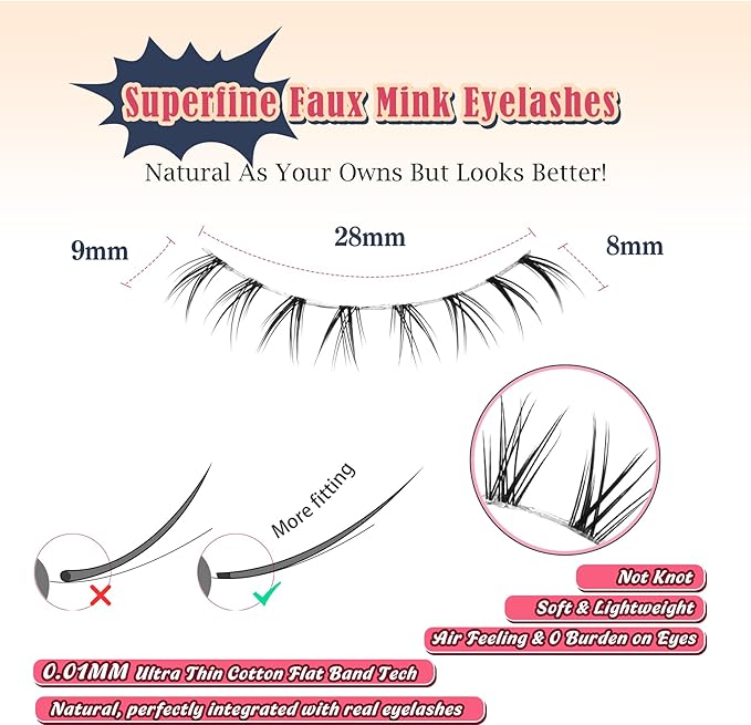 Lashes Natural Bottom Lashes 9mm Lower Strip Lashes Extention False Eyelashes Natural Look Wispy Bottom Eyelashes Fake Lashes Pack 7 Pairs-FemmiqueWomen
