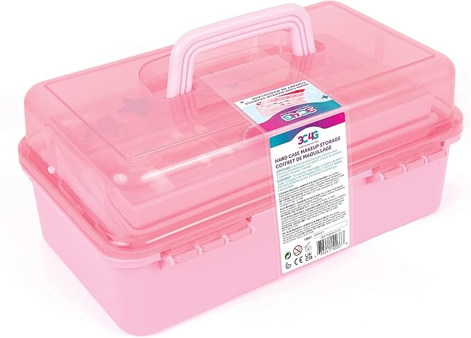 3C4G Pink and Gold Hard Case Makeup Storage Set - Kids Makeup Kit for Girls and Teens - Includes Storage Case, 5 Eyeshadows, 1 Blush, 2 Lip Glosses & 1 Nail Polish - Ages 8+ by Make It Real-FemmiqueWomen