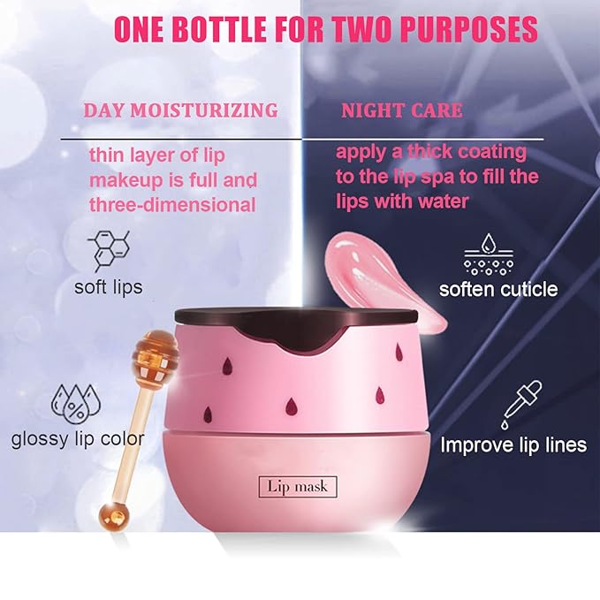 2 Pack Strawberry Lip Mask Strawberry Lip Balm Pot Propolis Moisturizing Hydrating Lip Sleeping Mask Prevention Dry and Cracked Lip Scrubs Exfoliator (2-Strawberry)-FemmiqueWomen