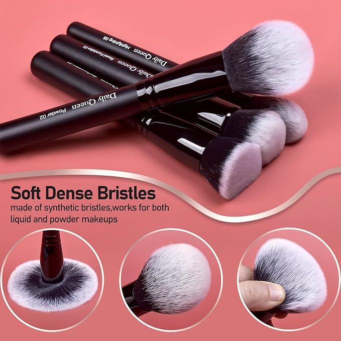 29pcs Black Professional Makeup Brush Set Kabuki Powder Concealers Eye shadows Blush Eyeliner Eyebrow Contour Eye blending Brushes (29pcs brush+black barrel)-FemmiqueWomen