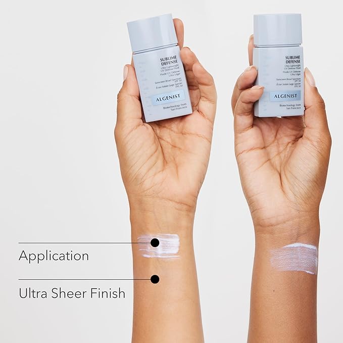 Algenist Sublime Defense Ultra Lightweight UV Defense Fluid SPF50 - Sheer, Oil-Free Face Sunscreen with Vitamin E, Echinacea & Green Tea - Non-Comedogenic & Hypoallergenic Skincare (30ml / 1oz)-FemmiqueWomen