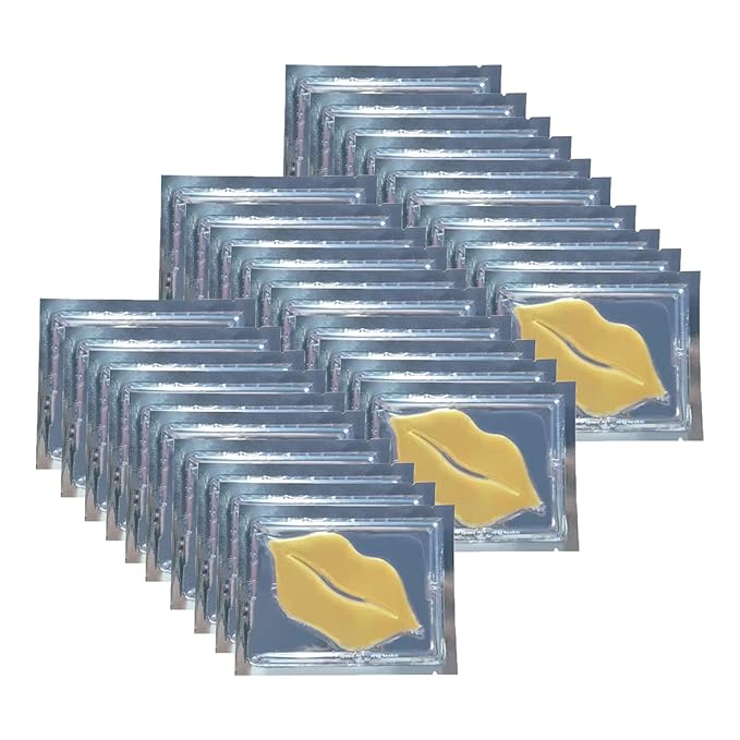 30 pieces of Moisturizing Collagen Crystal Lip Mask - Anti-Ageing & Anti Chapped, Reduce lip Wrinkles, Fade Lip Color, Make Skin Smooth And Firm Collagen Lip Pieces (Gold-Lip Mask) …-FemmiqueWomen