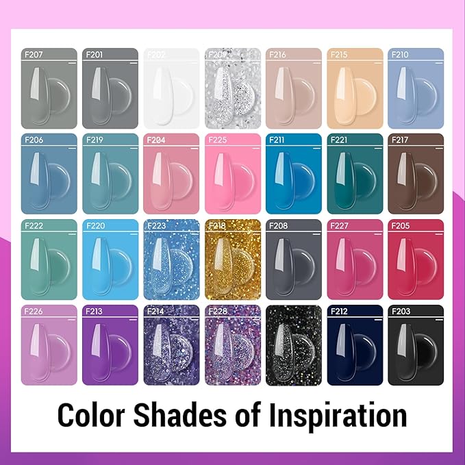 JEWHITENY Poly Gel Nail Kit 28 Colors Nude Gray Glitter with Nail Lamp Base Top Coats Builder Gel All-In-One Set Ideal for Designs DIY At Home Need U V Lamp Curing-FemmiqueWomen