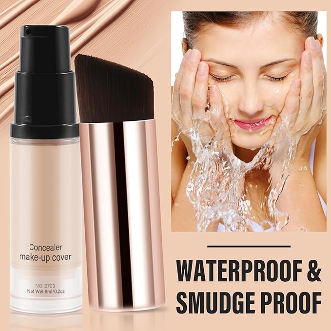 2pcs Liquid Concealer Set with Brush,Full Cover,Concealer Wand with Matte Finish,Corrects，Covers，Long Wear Up to 24hr-FemmiqueWomen
