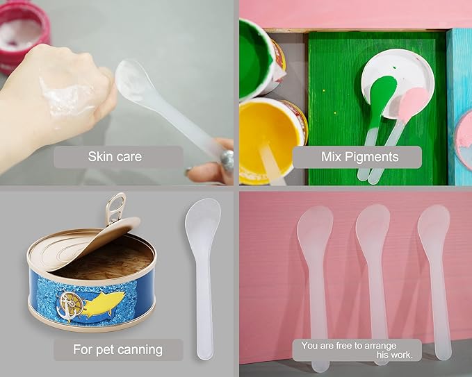 100 PCS of White Color Cosmetic Spatula for Makeup Face Mask Plastic Spoon Disposable Makeup Tools for Mixing and Sampling 4.88'' x 1.06”/Spatulas Skin Care Facial Cream Mask Spatula-FemmiqueWomen