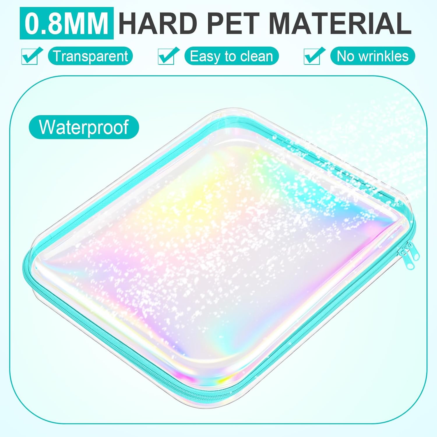 Hoolerry 3 Pcs Clear Hard Zipper Case Plastic Pouch Transparent Hard Case Clear Makeup Bag Portable Travel Organizer Bin for Cosmetics, Building Blocks, Puzzles(Laser,L)-FemmiqueWomen