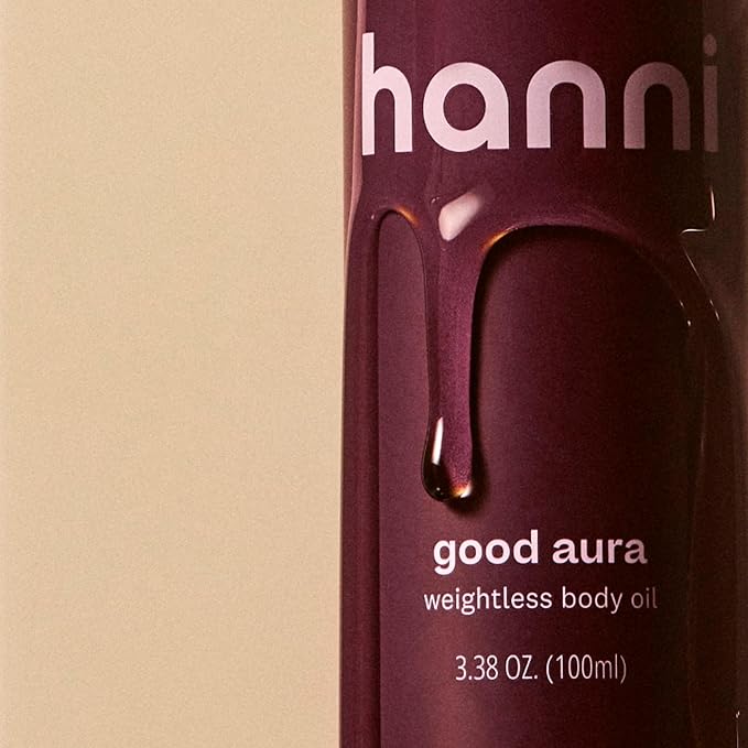 HANNI Good Aura Dry Body Oil, Lightweight After-Shower Moisturizer with Jojoba, Coconut, Baobab, and Buriti Oils, Non-Greasy Skincare for Soft Skin, 100 mL / 3.38 oz-FemmiqueWomen