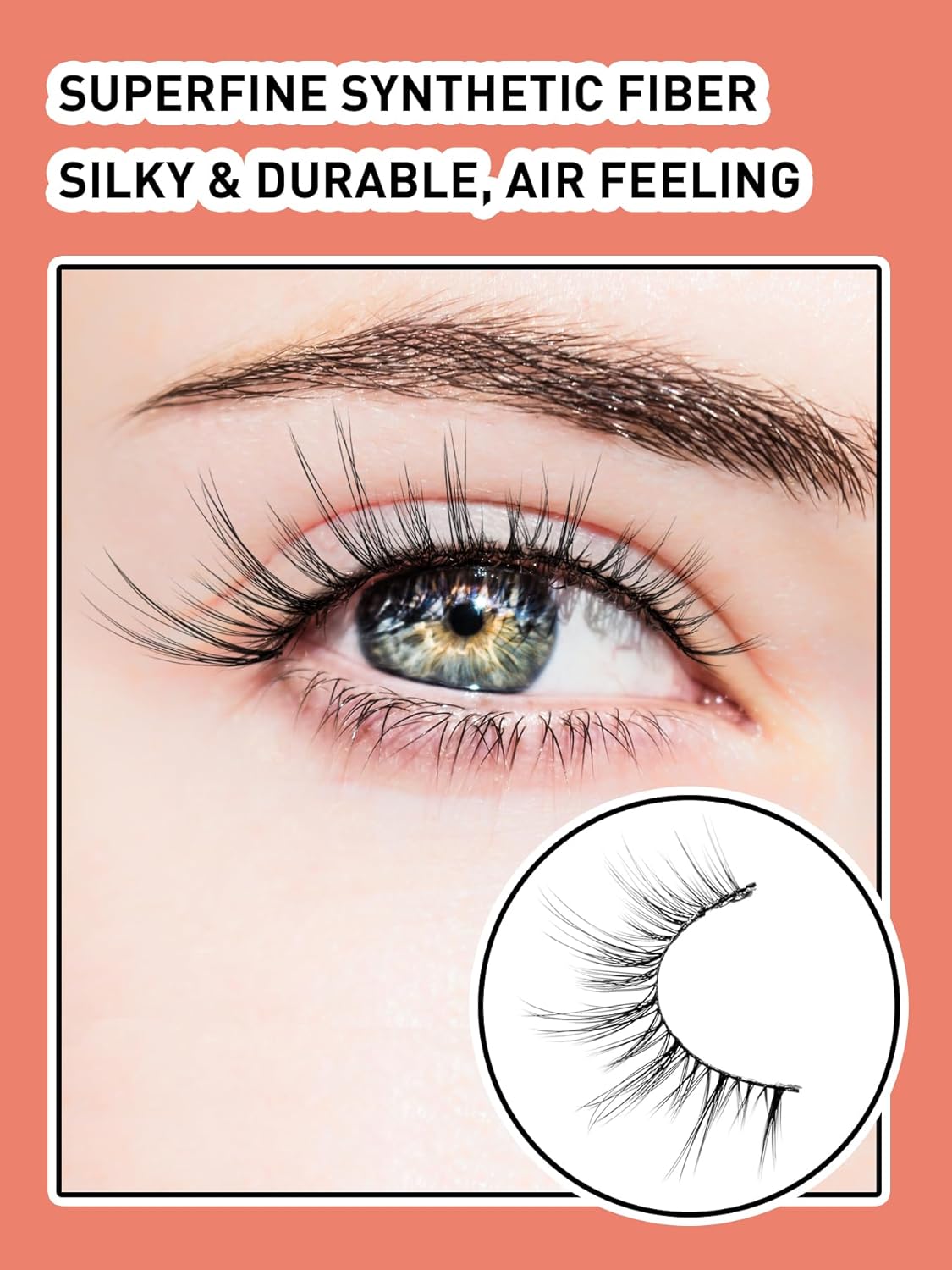 Wispy Eyelashes Cat Eye Lashes Natural Look Fox Eye Eyelashes Thin Band Strip Lashes 15MM False Eyelashes 3D Volume Fake Lashes Pack 7 Pair Siligli-FemmiqueWomen