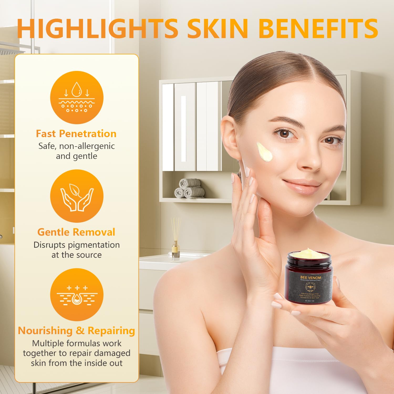 Bee Venom Cream,Bee Venom Comprehensive Cream, Bee Venom Skin Cream,Visibly reduces skin blemishes, Natural Professional Bee Venom Repair Cream, Gently Nourish the Skin, for All Skin Types (2pcs)-FemmiqueWomen