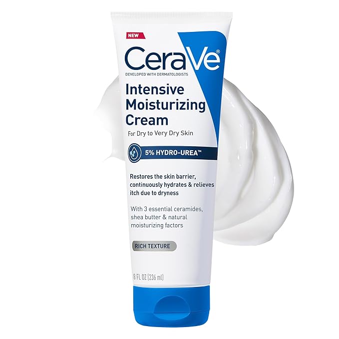 CeraVe Intensive Moisturizing Cream, Body Moisturizer With Shea Butter, 72H Hydration + Skin Barrier Repair, Fragrance-Free Body Lotion For Extremely Dry Skin, 8oz-FemmiqueWomen