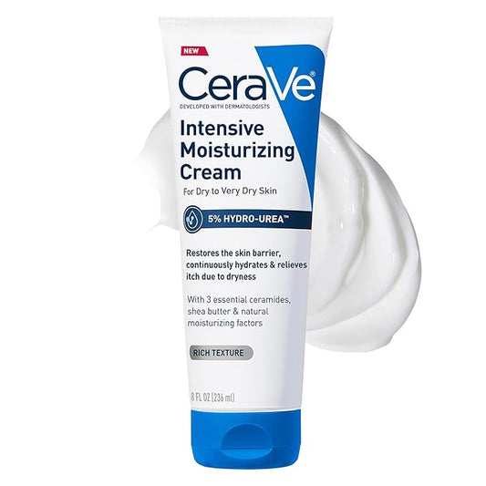 CeraVe Intensive Moisturizing Cream, Body Moisturizer With Shea Butter, 72H Hydration + Skin Barrier Repair, Fragrance-Free Body Lotion For Extremely Dry Skin, 8oz-FemmiqueWomen