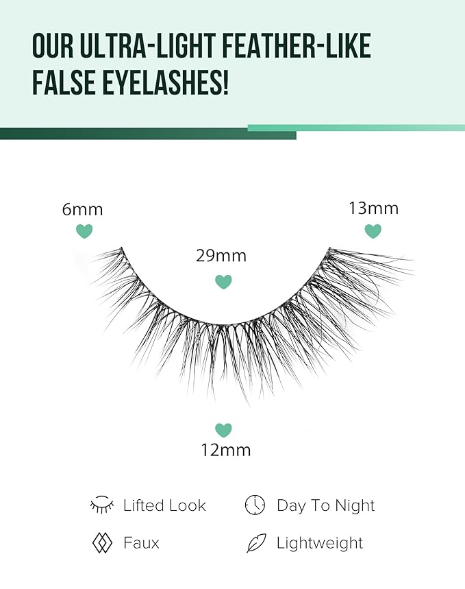 Lashes Natural Cat Eye Lashes Wispy Lashes 13mm False Lashes Wispy Lashes C Curl Strip Eyelashes Thin Cotton Band Soft Fake Eyelashes False Lashes Pack 7 Pairs-FemmiqueWomen