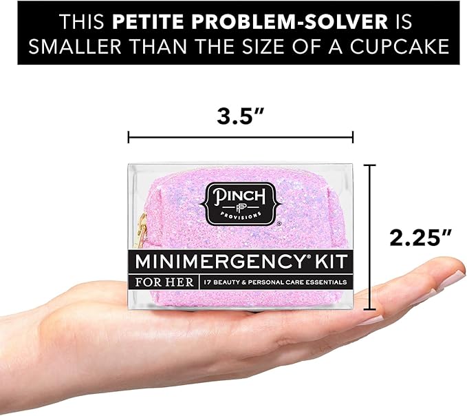 Pinch Provisions Orchid Glitter Minimergency Kit, includes 17 Travel-Sized Cosmetic Essentials, Convenient for Purses, Emergency Beauty Accessories, Gifts for Holiday’s & Birthday’s-FemmiqueWomen