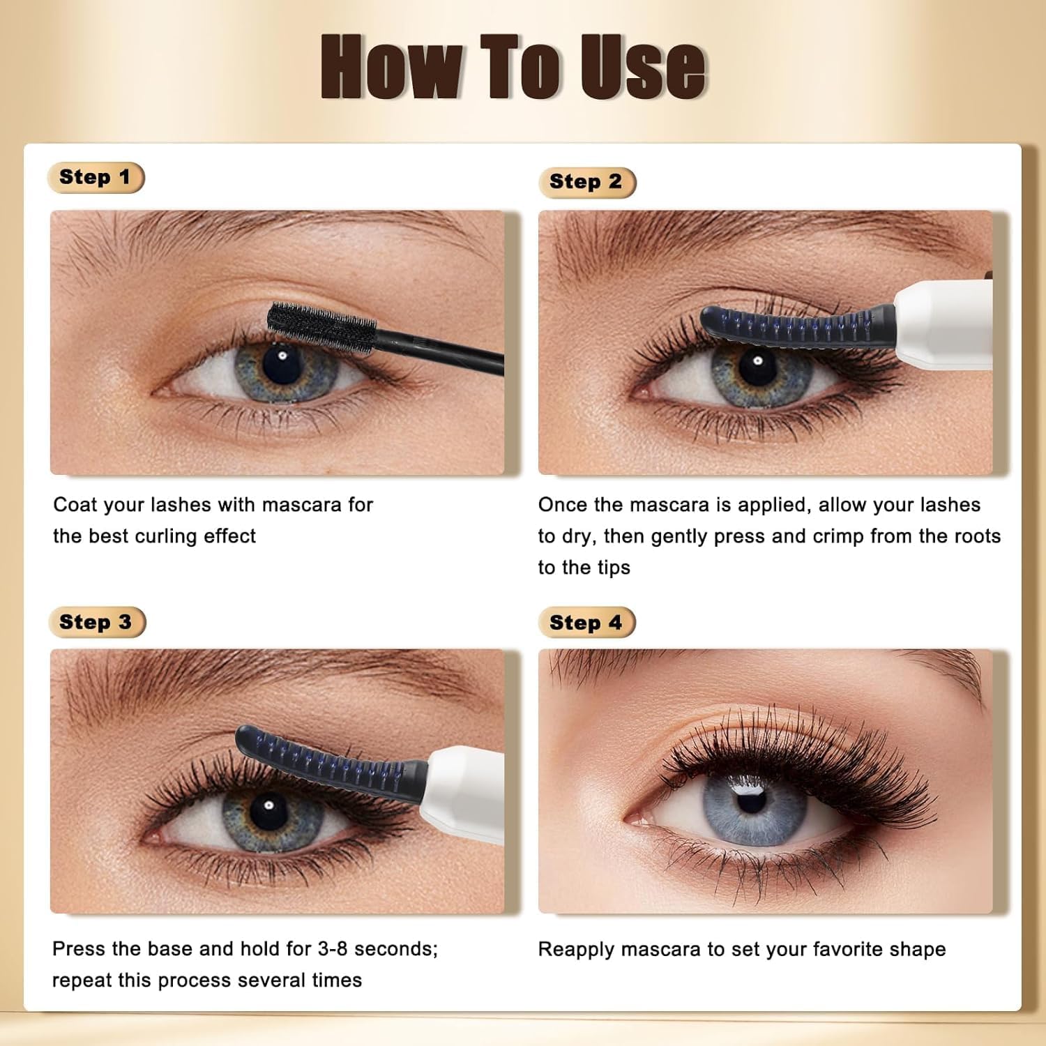 Heated Eyelash Curlers with Battery Indicator, Electric Eyelash Curler 3 Temperature Modes LED Display USB Rechargeable Makeup Tools, Heated Lash Curler Ideal Gift for Women WF72-FemmiqueWomen