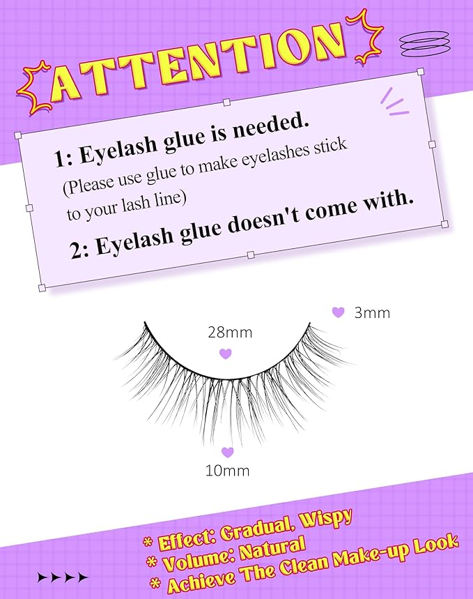 Onlyall Natural Lashes Wispy Lashes Natural Look False Eyelashes Natural Flared Eyelashes False Eye Lashes Soft Fluffy Lashes 7 Pairs DK32, Black-FemmiqueWomen