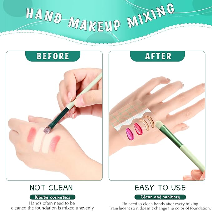 150 Pieces Makeup Hand Palette Single Use Makeup Hand Palette Disposable Adhesive Makeup Mixing Tray Cosmetic Makeup Palette Transparent Waterproof Makeup Tape for Makeup Artist-FemmiqueWomen