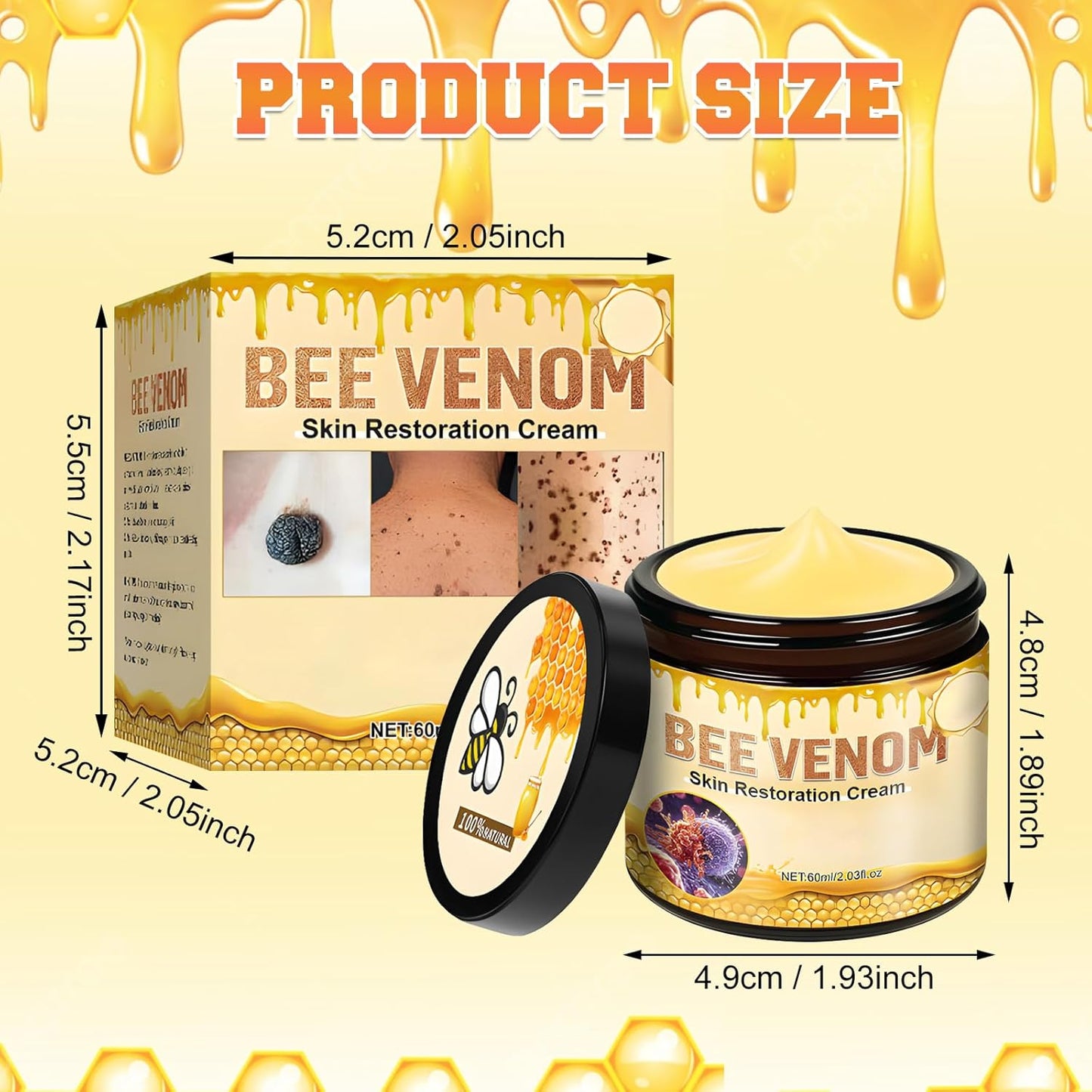 Bee Venom Skin Restoration Cream,Professional Bee Venom Skin Treatment Cream,Bee venom Comprehensive cream,Effectively Firms skin and Anti-Wrinkle Moisturizing (2Pcs)-FemmiqueWomen