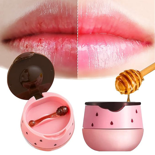 2PCS Lip Balm Honey Pot, Honey Pot Lip Balm for Dry Cracked Lips, Strawberry Lip Balm Scrubs Exfoliator & Moisturizer, Hydrating Lip Balm Honey Pot with Wand, Lip Sleeping Mask (B)-FemmiqueWomen
