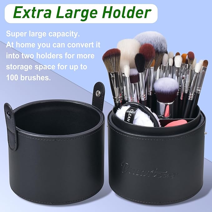 Bueart Design Pro makeup Artist 34Pcs Deluxe Real Goat Hair Horse hair Makeup Brushes Set with extra Large Holder High End Professional labeled makeup brush set with natural Pony Hair-FemmiqueWomen