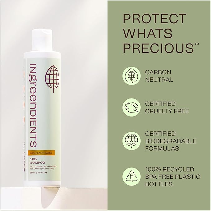 Non Toxic Vegan Shampoo with Organic Ingredients, Apple Cider Vinegar & Tea Tree Oil - Sulfate Free, Color Safe, Paraben Free, Gluten Free, Cruelty Free, pH Balanced (2-Pack)-FemmiqueWomen